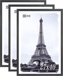 VCK 27x40 Solid Wood Poster Frames Set of 3, Exclusive Woodgrain Black Picture Frame, Wall Mounting Hanging by CozyNest Decor