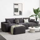 LIKIMIO 120" Modern L-Shaped Modular Sectional Sofa for Living Room, Corduroy Upholstery Dark Grey, Oversized 3-Seater Couch with Deep Seat and Movable Ottoman – No Assembly by CozyNest Decor