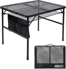 Folding Grill Table, 3x2 FT Portable Camping Table, Height Adjustable Metal Tables with Mesh Desktop and Mesh Bag, Outdoor Furniture for Camping, Picnic, Beach and BBQ, Black by GreenHaven Gardens