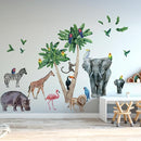 Safari Animal Wall Decals for Kids by Lipastick-Peel and Stick Jungle Stickers Giraffe, Elephant, Hippo, Palm Tree, Parrot for Toddlers Room, Nursery, Playroom, Classroom, Daycare Decor Art- M Size by TinyTreasures Baby Boutique