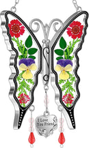 KY&BOSAM Butterfly Suncatcher I Love You Friend Stained Glass Butterfly Suncatchers Hanging for Window Wind Chime Car Charms Gifts for Friend Mother`s Day Valentine's Birthday Christmas Thanksgiving by GreenHaven Gardens