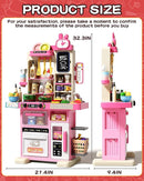 33.8IN Kids Kitchen Playset, 63 PCS Kid Play Kitchen with Realistic Lights & Sounds, Spray Sink Toy Kitchen Accessories, Pretend Food Toys Kitchen for Boys Girls Toddlers(Pink) by TinyTreasures Baby Boutique
