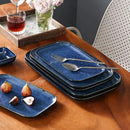 vancasso Stern Serving Platters Set of 3, 15/13/ 11 Inches Rectangular Serving Plates, Blue Serving Trays for Entertaining, Party by CozyNest Decor