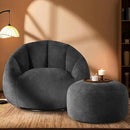 Giant Bean Bag Swivel Chair for Adults - Comfy Plush Round Shell Soft Accent Chaise Lounge Indoor Reading Chair, Oversized Cozy Floor Sofa for Living Room, Bedroom & Game Rooms, Dorm, Gray by CozyNest Decor