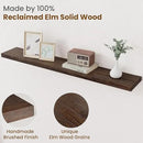 Floating Shelves for Wall Decor, 8 Inch Deep Rustic Solid Elm Wood Floating Shelves Wall Mounted, Wall Shelves with Invisible Bracket for Living Room Bathroom Bedroom Kitchen, 48 Inch Set of 1, Walnut by CozyNest Decor
