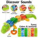 Sumobaby Infant Baby Musical Stuffed Animal Activity Soft Toys with Teether, Multi-Sensory Crinkle, Rattle and Textures, for Tummy Time Newborn 0-3-6-12 Months Boys, Girls, Crocodile (Alligator) by TinyTreasures Baby Boutique