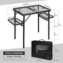 RedSwing Folding Grill Table with Extra Space, Adjustable Height Portable Small Stand Table for Outdoor Indoor Camping Picnic BBQ, Black with Side Table by GreenHaven Gardens