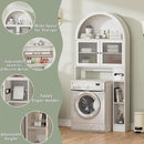 Over The Toilet Storage Cabinet, 31''W Arched Space-Saving Bathroom Organizer with Adjustable Shelf and Acrylic Doors, Freestanding Over Toilet Cabinet for Bathroom, Laundry, Restroom (White) by CozyNest Decor