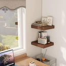 Fun Memories 12 Inch Floating Shelf, Rustic Wood Wall Shelves for Wall Decor & Storage, 12 x 12 Floating Shelf for Living Room, Bathroom, Bedroom, Walnut, Set of 2 by CozyNest Decor