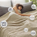 PHF Ultra Soft Waffle Weave Blanket Twin Size 66"x 90"- Washed Lightweight Breathable Cozy Woven Blanket for Bed - Aesthetic Decor for Couch Bedding Sofa Home Car - Khaki by CozyNest Decor