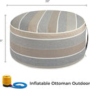 FUNHOME Inflatable Outdoor Ottoman with Air Pump,20"x9" Portable Patio Pouf,Water Resistant,Fade-Resistant,Round Blow Up Footrest Stools for Home Garden Camping Travel(Gray Stripe) by CozyNest Decor