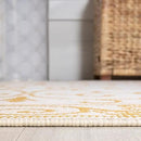JONATHAN Y SMB106M-210 Charleston Vintage Filigree Textured Weave Indoor Outdoor Runner Rug, Classic,Traditional,Transitional Easy Clean,Bedroom,Kitchen,Backyard,Patio, Non-Shed, Cream/Yellow, 2 X 10 by GreenHaven Gardens