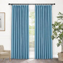 Macochico 100% Blackout Blue Linen Curtains 84 Inches Long Pinch Pleated Burlap Curtains for Bedroom Living Room Farmhouse Nursery Thermal Window Panels with Tieback 72”Wx84”L 1 Panel by CozyNest Decor