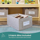 Guidecraft EdQ Book and Bin Display Natural with 3 Fabric Storage Bins: Wooden Multi-Purpose Bookcases and Toy Storage Organizer; Homeschool and Classroom Furniture by TinyTreasures Baby Boutique