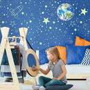965 PCS Glow in The Dark Stars and Earth for Ceiling, Luminous Stars and Planet Wall Decals, Kids Room Decor, Glowing Galaxy Wall Stickers for Nursery Decorations (Green) by TinyTreasures Baby Boutique