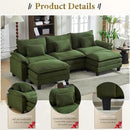 URRED Modular Sectional Sofa Comfy Cloud Couch, Modern Corduroy Sofa Sleeper Deep Seat Couches with Ottoman/Pillows for Living Room (Green, 117'' - U Shape) by CozyNest Decor