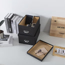 Soul & Lane Black Decorative Cardboard Storage Boxes with Lids, Set of 2 Stacking Keepsake Photo and Memory Boxes for Home & Office, Elegant Paperboard Organizers with Label Holders and Drawer Pulls by TinyTreasures Baby Boutique