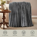 Amélie Home Faux Fur Throw Blanket for Couch, Ultra Cozy Fuzzy Fluffy Fur Luxurious Soft Striped Plush Gift Blankets for Family Sofa Chair Bed Living Room Bedroom, 55"x70", Ionic Wolf Gray by CozyNest Decor