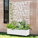 Raised Garden Bed with Trellis and Wheels,73"x47"x16" Metal Raised Garden Bed,White Modern Metal Planter with Climbing Trellis for Vines & Vegetables by GreenHaven Gardens