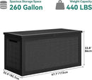 YITAHOME 260 Gallon XXL Large Deck Box, Outdoor Resin Storage Box, Lockable Storage Container for Patio Cushions, Furniture, Garden Tools, Water Resistant (Black) by CozyNest Decor