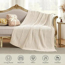 Amélie Home Chenille Knit Throw Blanket for Couch, Chevron Texture Decorative Soft Blanket for Sofa, Bed & Chair, 60"x80", Ivory by CozyNest Decor