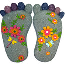 Stepping Stones - Resin Footprint Shaped Set of 2 (Light Gray) by GreenHaven Gardens