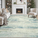 Area Rug 9x12 Washable Rugs: Abstract Large Living Room Rugs with Non-Slip Backing, Thin Carpet for Dining Room Table Bedroom Nursery Indoor Home Office-Blue/Gray by TinyTreasures Baby Boutique