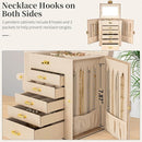 AKOZLIN 6-Tier Jewelry Box Organizer Functional Leather Jewelry Storage Case for Women Girls Ring Necklace Earring Bracelet Holder Organizer with Mirror by TinyTreasures Baby Boutique