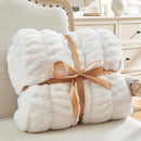 BEDELITE Faux Fur Throw Blanket for Couch, Soft and Cozy Boho Ruched Fluffy Blanket, Warm Plush Fuzzy Faux Rabbit Fur Blanket for Women Gift (Cream, 60"x 80") by CozyNest Decor