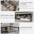 T4TREAM 24'' Farmhouse End Table w/4 Solid Wood Feet, Large 2 Drawers Wide Sofa Side Table with Charging Station, Tall Rustic Wood Square Nightstand for Living Room, Bedroom, Office, Light Rustic Oak by CozyNest Decor