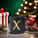 COLLECTIVE HOME - Monogram Ceramic Mugs, 15 oz Golden Initial Black Coffee Cups, Elegant Alphabet Tea Mugs, Elegant Personalized Mug with Gift Box, Unique Mug with Double Side Capital Lette (X) by CozyNest Decor