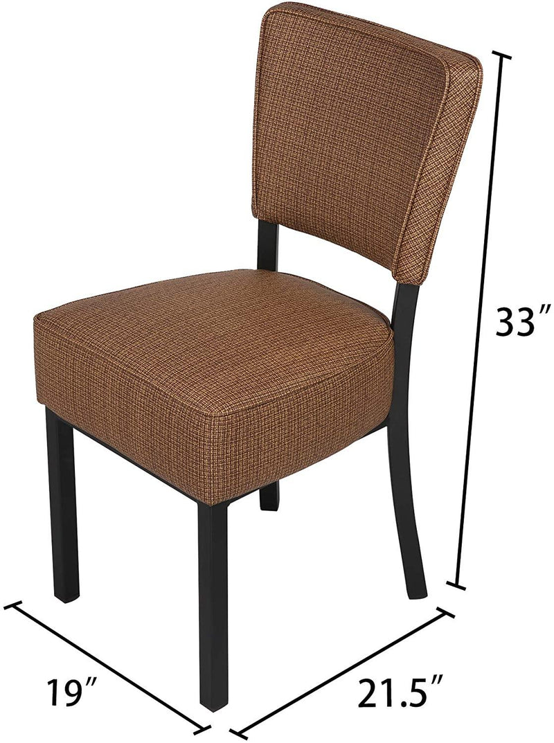 Classic Dining Chair Set of 2, Modern Style Family Leisure Chair with Stainless Steel Legs, PU Leather High Back Side Chair, Coffee