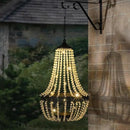 Hanging Solar Chandelier Outdoor, 30 Warm White Lights Acrylic Clear Beaded Chandelier with S Hooks Modern Lantern for Garden Yard Patio Gazebo Decorations, 28”H by CozyNest Decor