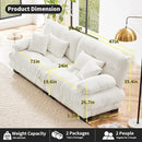 Loveseat Modular Sectional Sofa, Cloud Couch 2 Seater Sectional Couch Home Sofa Living Room Oversized Couch, Modern Deep Seat Couch with Chaise with Round Bolster Armrests 4 Pillows(White) by CozyNest Decor