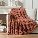 Esterra Chunky Knit Blanket Throw, 100% Handmade Chenille Throw Blanket 50"x60", Soft Thick Yarn Cable Knit Crochet Throw Blanket Rope Knot Throw for Couch Bed Sofa, Copper Brown by CozyNest Decor