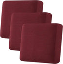 H.VERSAILTEX Super Stretch Individual Seat Cushion Covers - Sofa & Couch Cushion Slipcover Sets - Thick Jacquard Textured Twill Fabric (3 Piece XL Sofa Cushion Covers, Burgundy Red) by CozyNest Decor