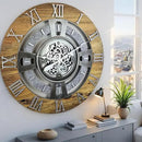 The Gears Clock Real Moving Gear Wall Clock England Line (Wood & Stone, 36 inches (90 cm)) by CozyNest Decor