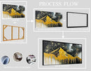 Gold Mountains Painted Wall Art for Living Room - Hand Painted Abstract Wall Art for Office - Black Framed Wall Art for Bedroom Size 29" x 59" by CozyNest Decor