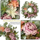 WANNA-CUL 24 Inch Spring Peony Wreaths for Front Door,Succulent Summer Wreath with Pink Peony Floral, Spring Front Door Decor with Succulent Arrangement Decoration by CozyNest Decor