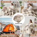 LURKA Checkered Sherpa Fleece Throw Blanket - Extra Thick and Warm Winter Soft Fuzzy Plush Blanket for Couches, Beds & Pets, Khaki, 50x60 Inches by CozyNest Decor
