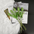 Mandy's Artificial Tulips 20 Stems Green PU Faux Flowers for Wedding Home Decor 13.5 Inch by CozyNest Decor