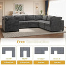 HOOOWOOO Modular Sectional Sofa,7 Pieces Sectional Couches for Living Room,131X98 U Shaped Cloud Couch Set(Grey Velvet Corduroy) by CozyNest Decor