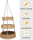 Generic HANFRUBASK - Hanging Fruit Basket Set of 3, Woven Water Hyacinth, Round, Beige, Rustic, Kitchen Storage & Organization by CozyNest Decor