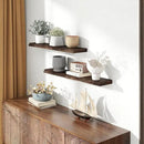 Solid Elm Wood Floating Shelves, 36 Inch Wood Floating Shelves for Wall, Live Edge Wooden Shelves Wall Mounted for Books, Bathroom, Kitchen, Walnut Color, Set of 2 by CozyNest Decor