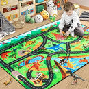 Kids Rug, Car Carpet for Kids' Toy Cars, 3x5 Ft Dinosaur Rug, Dino Safari Road Mat for Playroom, Educational Learning & Game Area Baby Play Mat Carpet for Children by CozyNest Decor