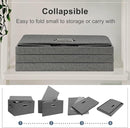 Medium 15" 21 Quart Collapsible Stackable Storage Bins with Lids, 1 Pack Gray Foldable Fabric Closet Storage Boxes with Lids, 4 Handles Heavy-duty Linen Cube Baskets for Bedroom by TinyTreasures Baby Boutique