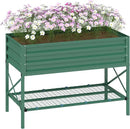Outsunny Raised Garden Bed with Galvanized Steel Frame, Storage Shelf and Bed Liner, Elevated Planter Box with Legs for Vegetables, Flowers, Herbs, Green by GreenHaven Gardens