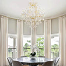 Crystal Chandelier for High Ceilings, Gold Chandelier, 15 Lights Modern Gold Crystal Chandeliers, Large Chandeliers for Staircase Foyer Entryway Living Room, 2 Layers