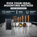 16" Magnetic Knife Holder for Wall with 2x Storage - Safe, Patented Storage Design - Stainless Steel Knife Magnetic Strip, Under Cabinet Knives Storage - Magnet Strip Rack Kitchen Utensil Organizer by CozyNest Decor