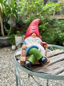 Drinking Coffee Faceless Garden Gnome Statue Decoration 7.1" Figurine Ornament for Indoor Outdoor Home Patio Yard Lawn by CozyNest Decor